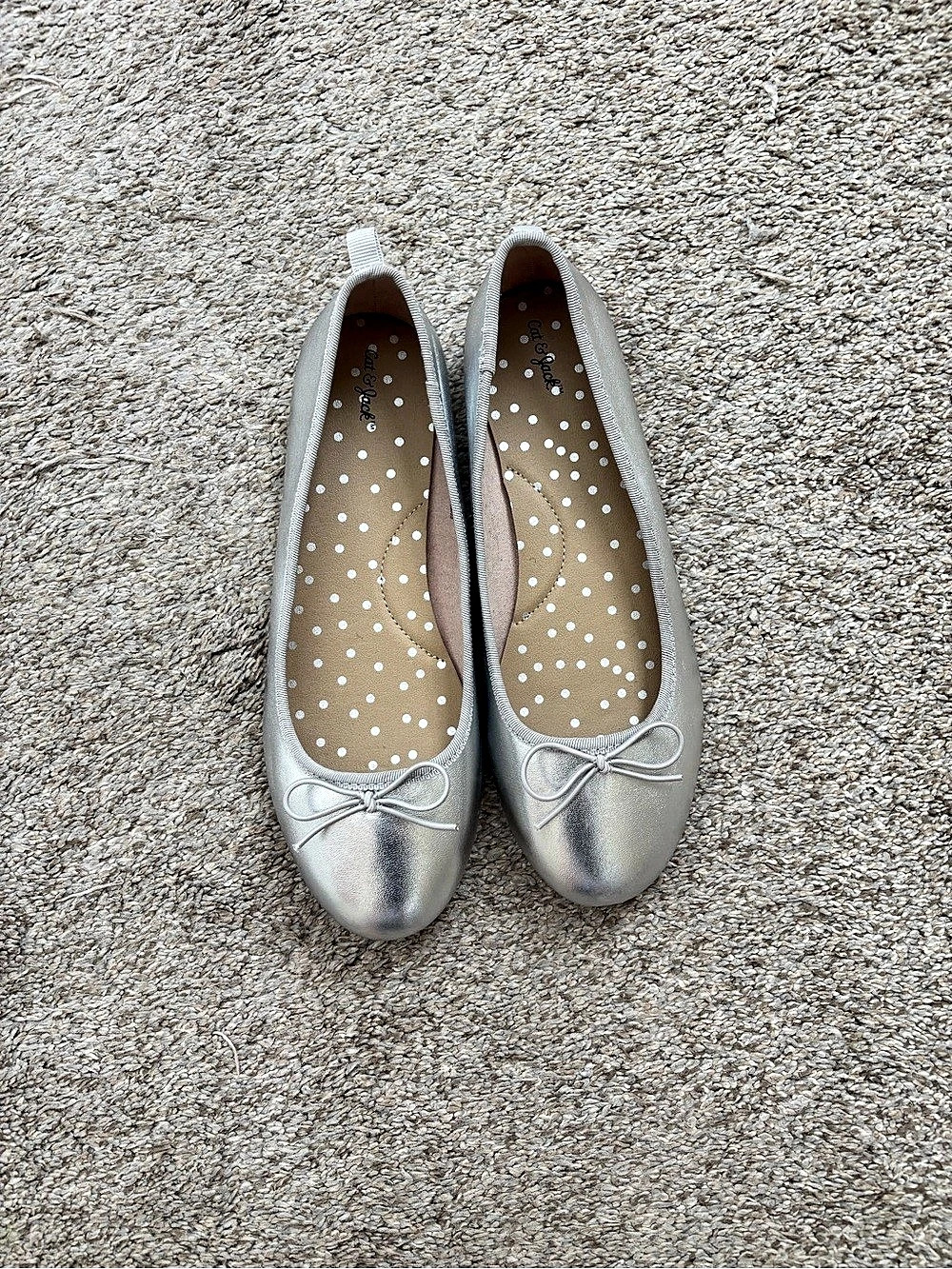 Cat & Jack Ballet Flats Silver Big Girls Size 5 NWOT